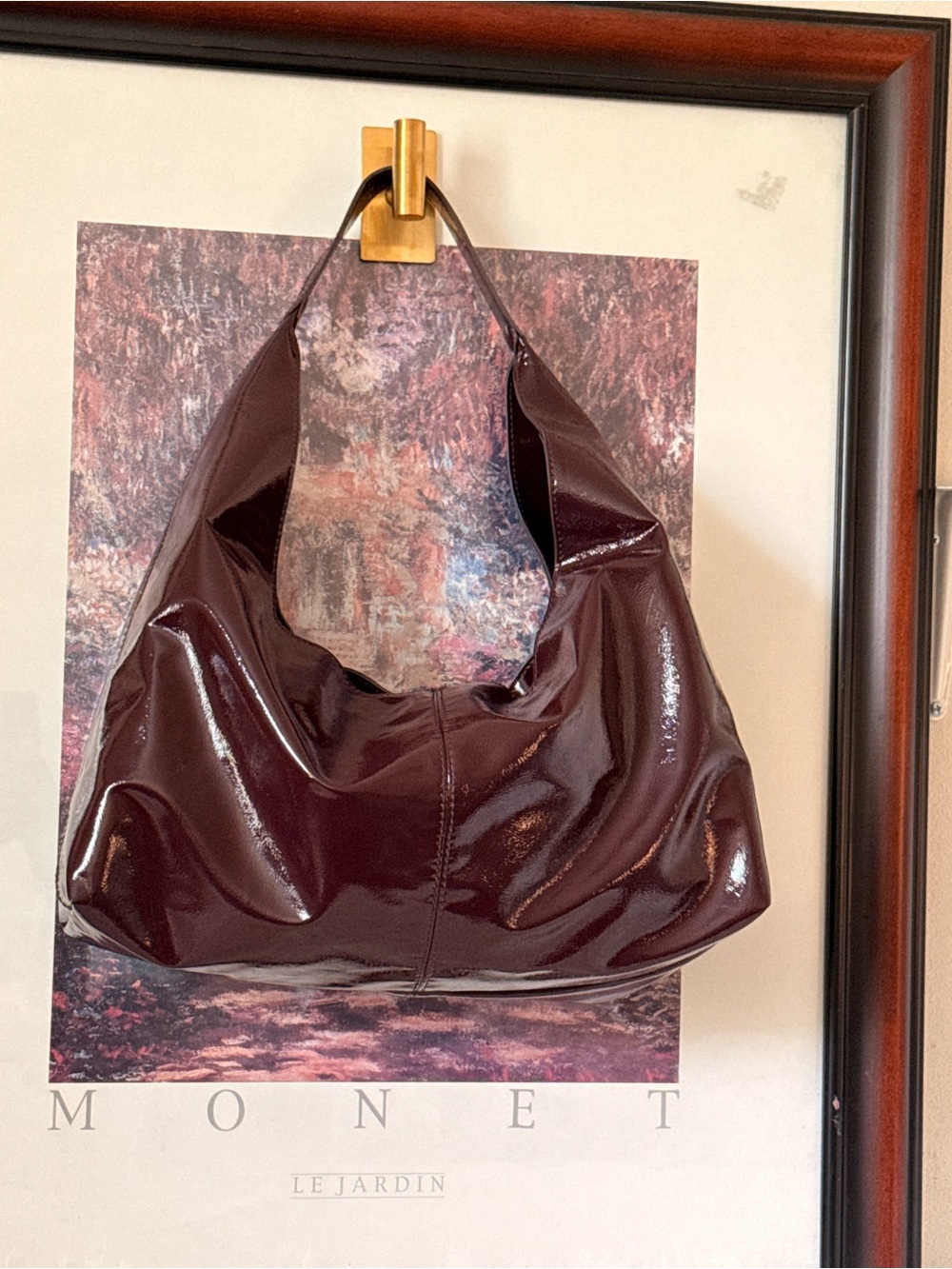 ZARA Vintage-Glossy Burgundy Women’s Shoulder Bag - Picture 4 of 7